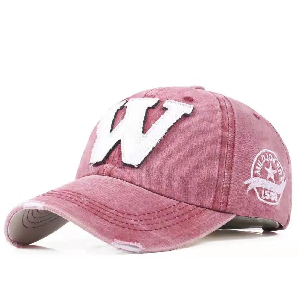 Casquette de Baseball en Denim délavée pour hommes et femmes, avec bordure brodée, chapeaux de solei