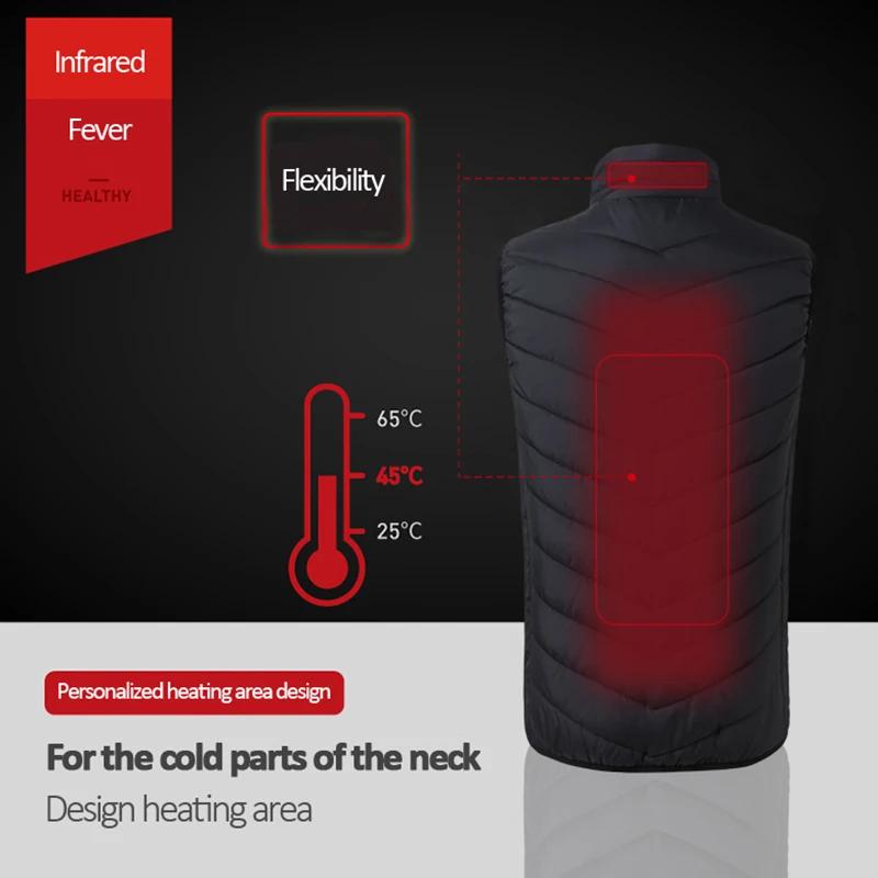 Hommes USB infrarouge 17 zones de chauffage gilet veste hommes hiver électrique chauffé gilet gilet 