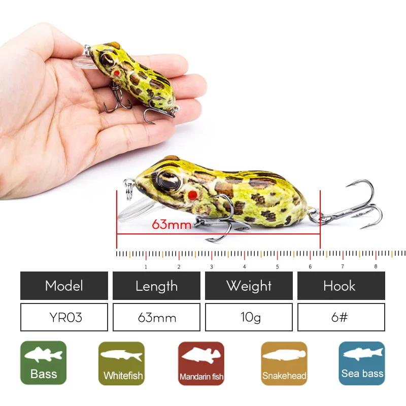 Agoie 63mm/10g leurres de pêche grenouille bionique Topwater poisson dur Wobbler pêche artificielle 