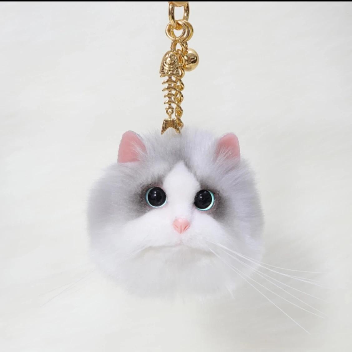 Haute qualité simulation peluche chat mignon téléphone portable boucle sac boucle voiture porte-clés