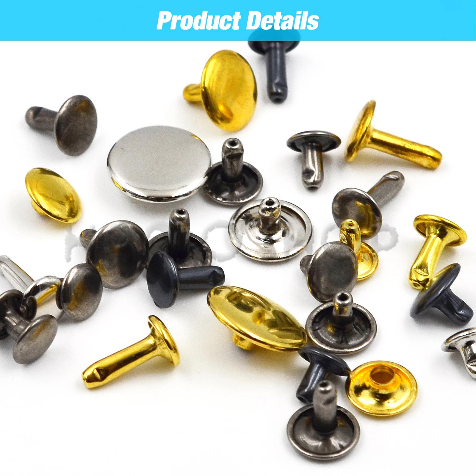 100 ensembles 5-15mm métal Double capuchon Rivets goujon rond clou Rivet pour maroquinerie accessoir