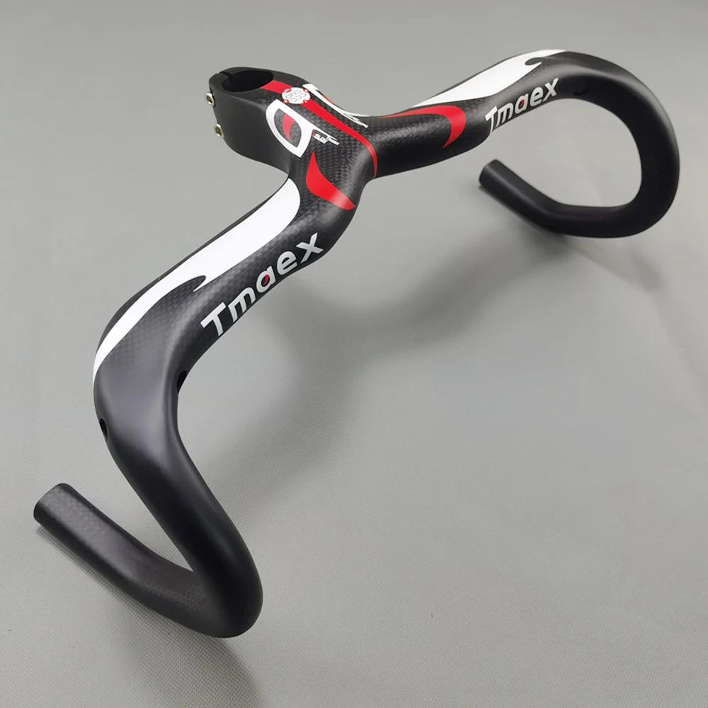 Guidon de vélo en carbone guidon intégré barres de poignée de vélo de route 3k mat ultraléger en Fib