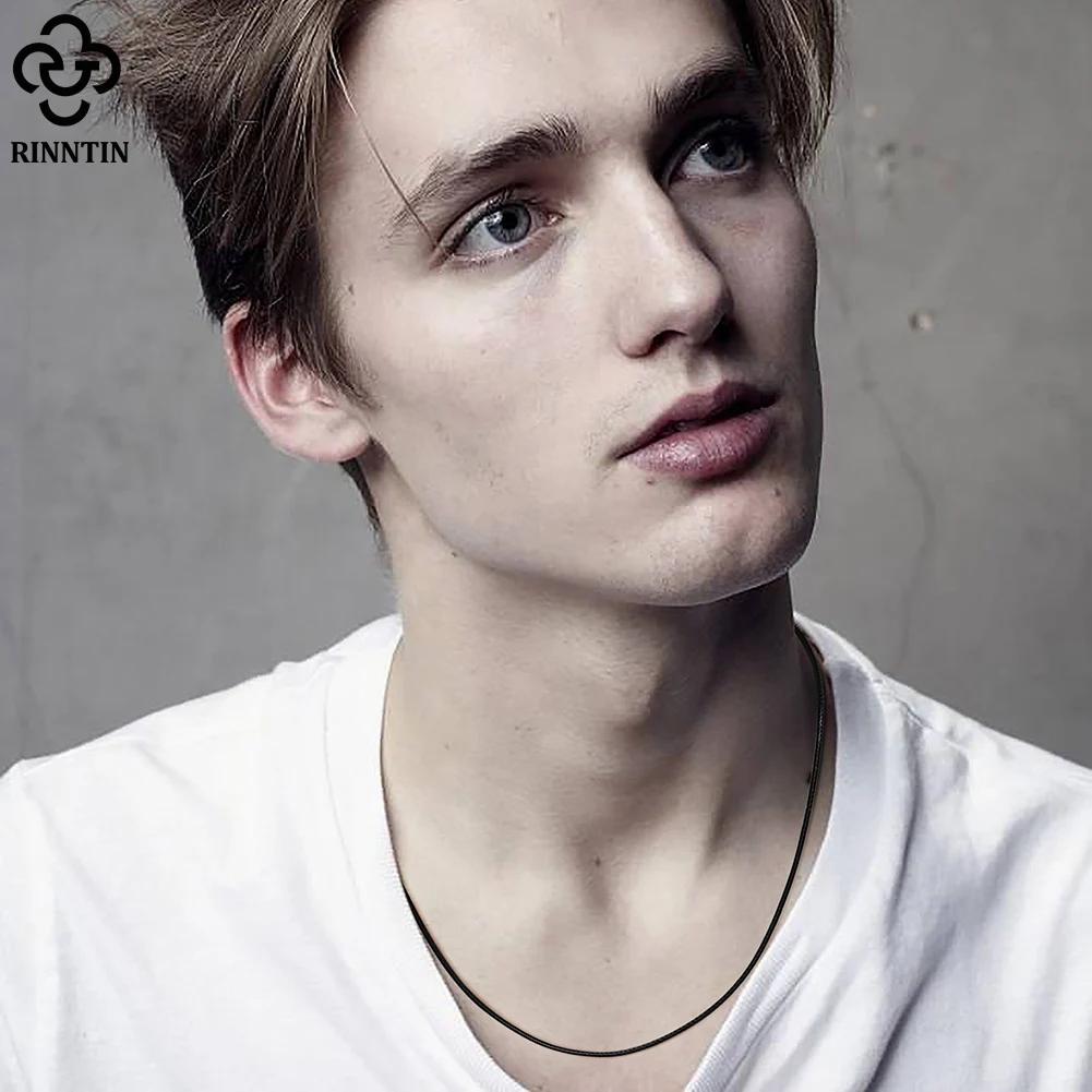 Rinntin véritable italien 2mm marron cuir cordon chaîne collier pour femmes hommes avec 925 en argen