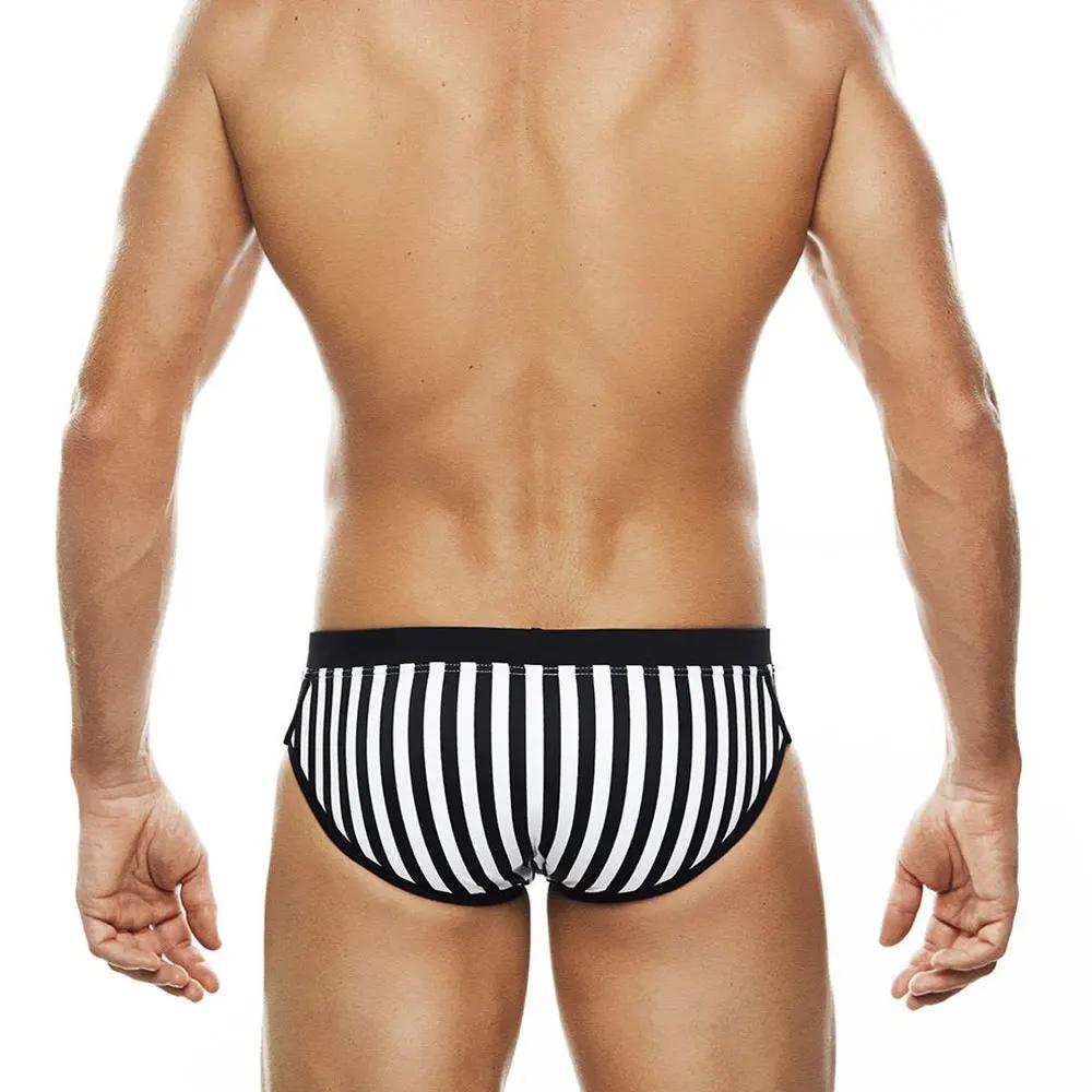 Slip de bain homme rembourré push-up - Maillot de natation sexy avec bandes noires - Surf et plage