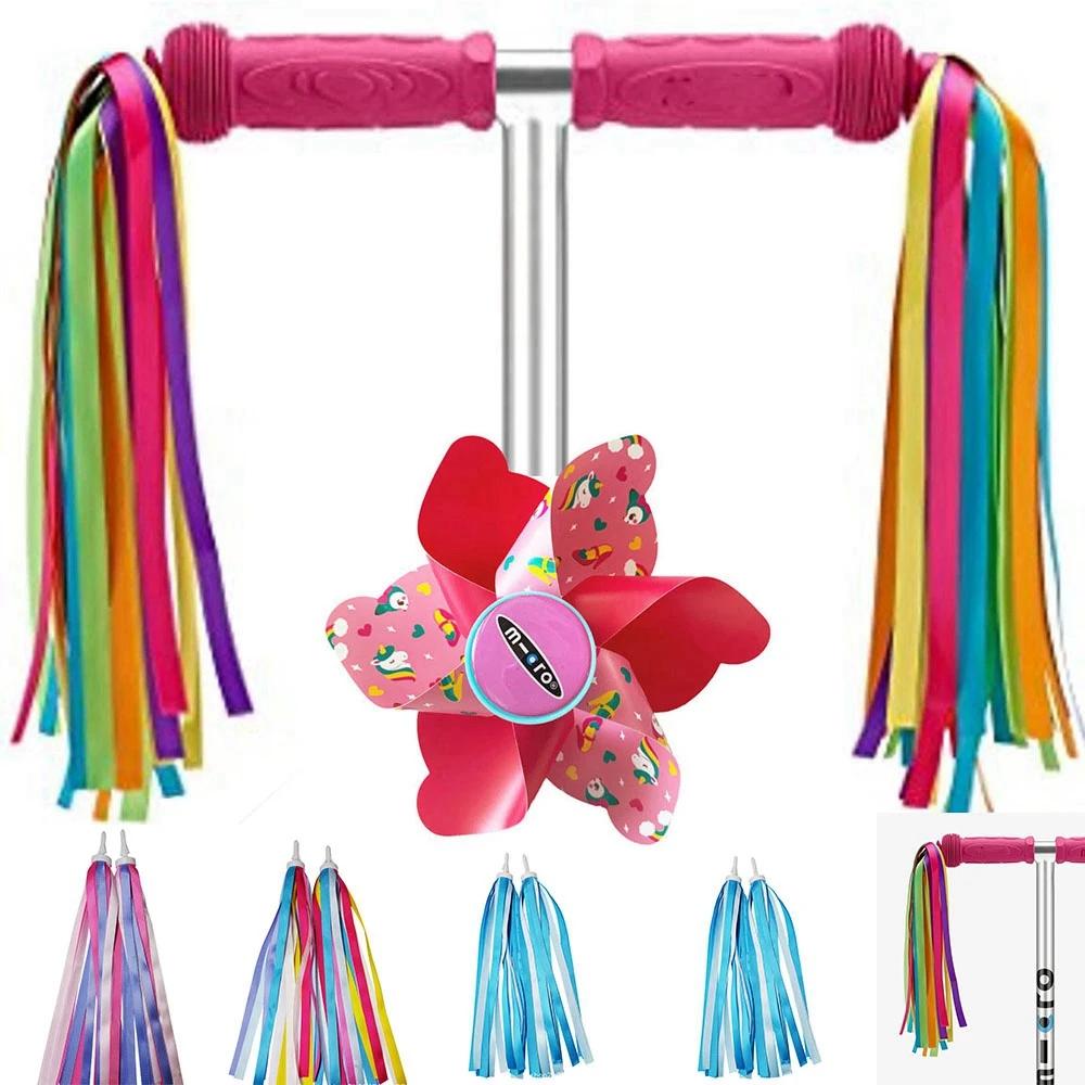 Guidon de Tricycle et Scooter pour Enfant Fille et Garçon, Accessoires de Cyclisme, Pompons Décorati