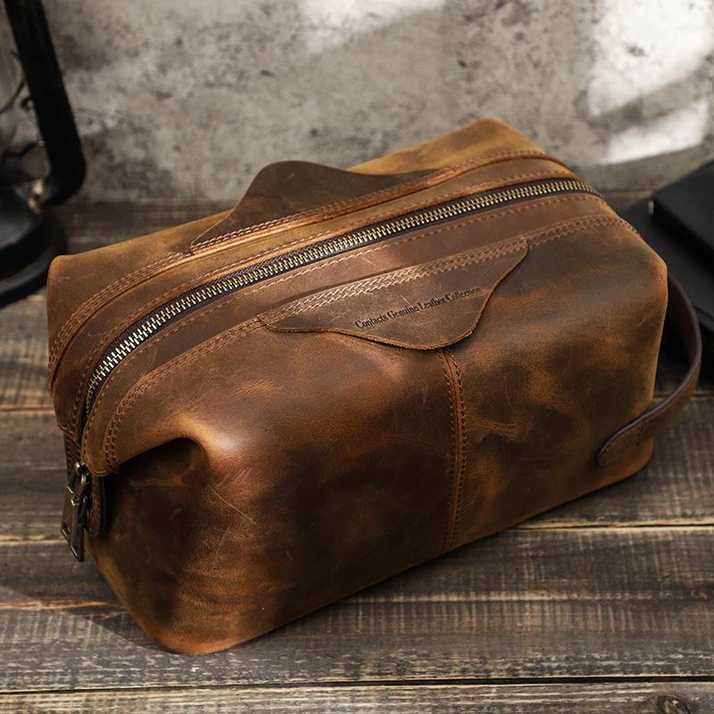 CONTACT'S – sac à cosmétiques suspendu pour hommes, pochette de rangement de voyage en cuir de cheva