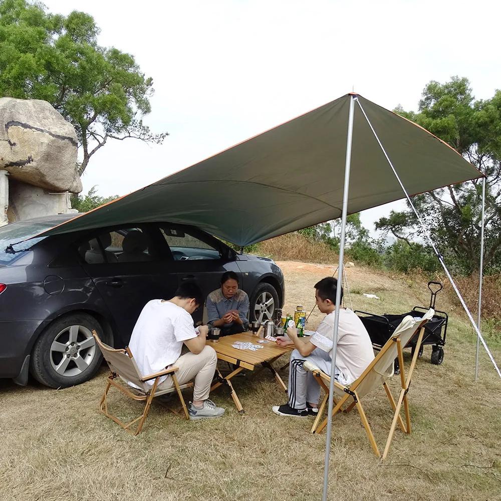 Auvent latéral voiture 3x3m étanche - Abri soleil camping avec perche et ventouses