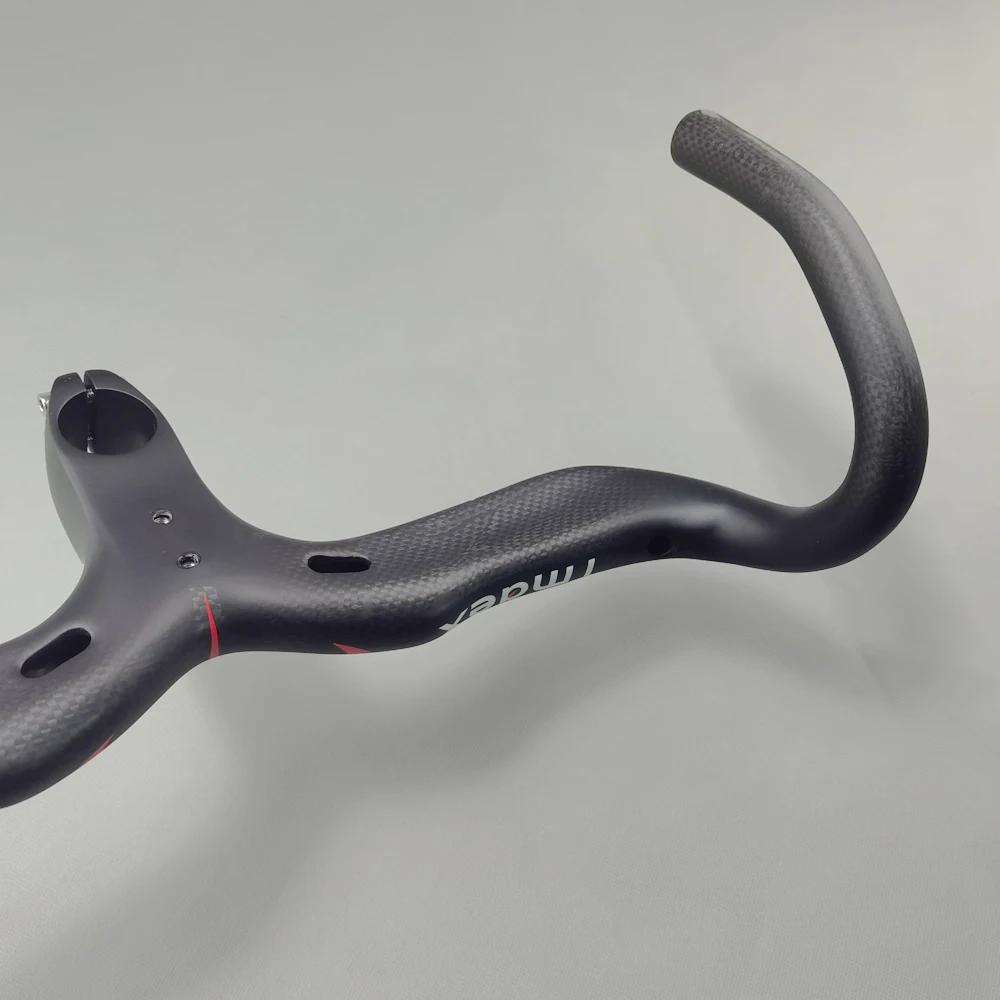 Guidon de vélo en carbone guidon intégré barres de poignée de vélo de route 3k mat ultraléger en Fib