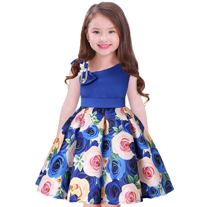 Robes d'été à fleurs pour filles, vêtements de noël pour enfants, robe princesse d'anniversaire, de
