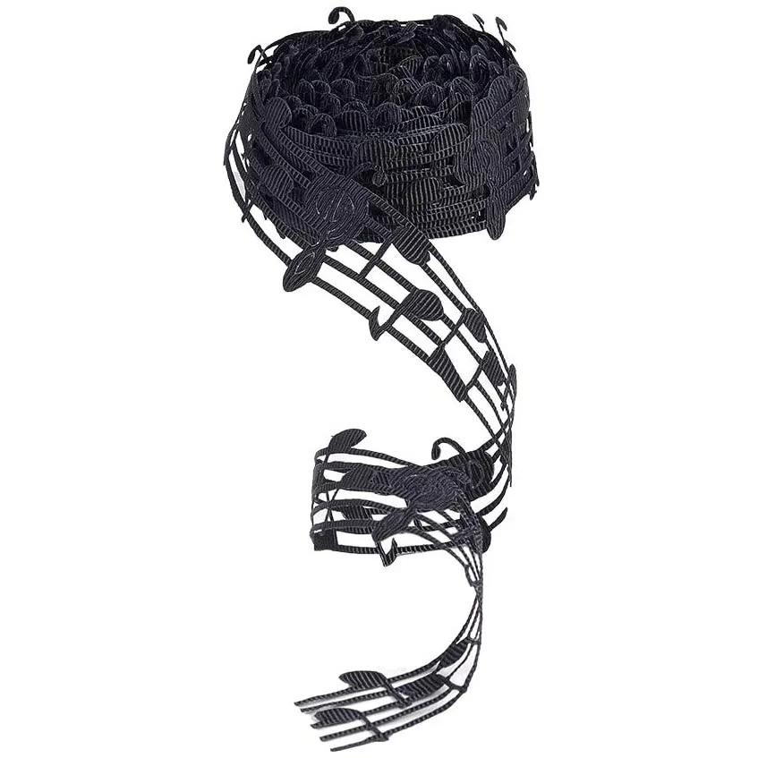 Ruban en polyester ajouré motif notes de musique, 3 yards, 30 mm (1,1 pouce), pour accessoires de vê