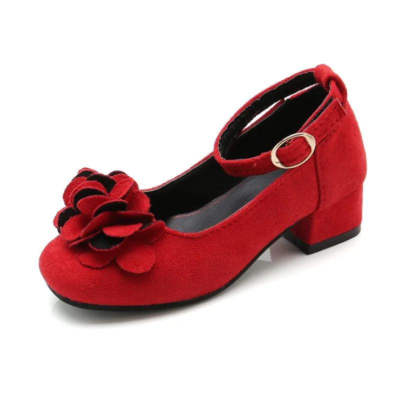 Mode filles enfants enfants chaussures en cuir à talons hauts princesse douce pour soirée spectacle 