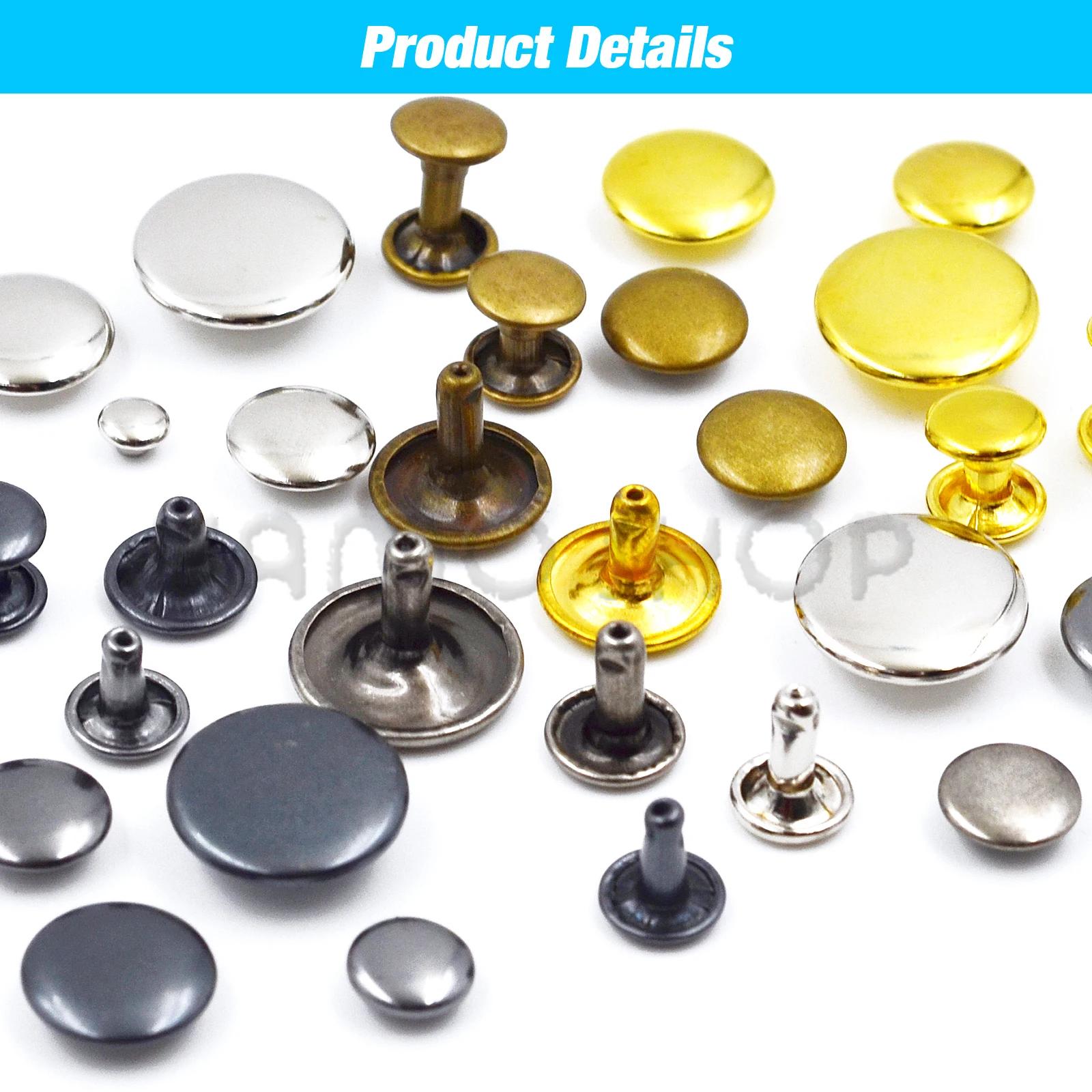 100 ensembles 5-15mm métal Double capuchon Rivets goujon rond clou Rivet pour maroquinerie accessoir