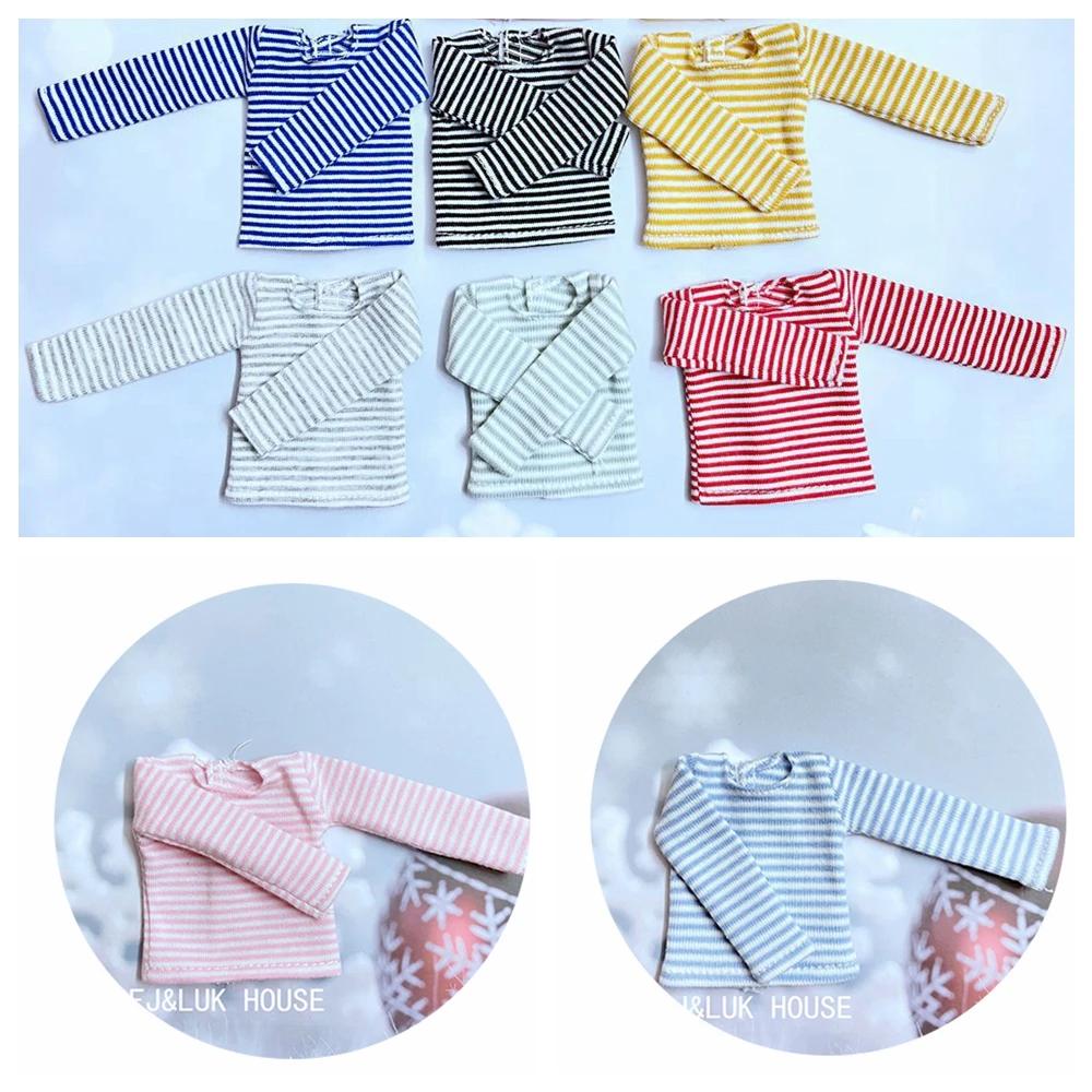 Blyth – T-shirt à manches longues et rayures en coton, vêtements pour poupées Pullip Blyth 1/6, acce