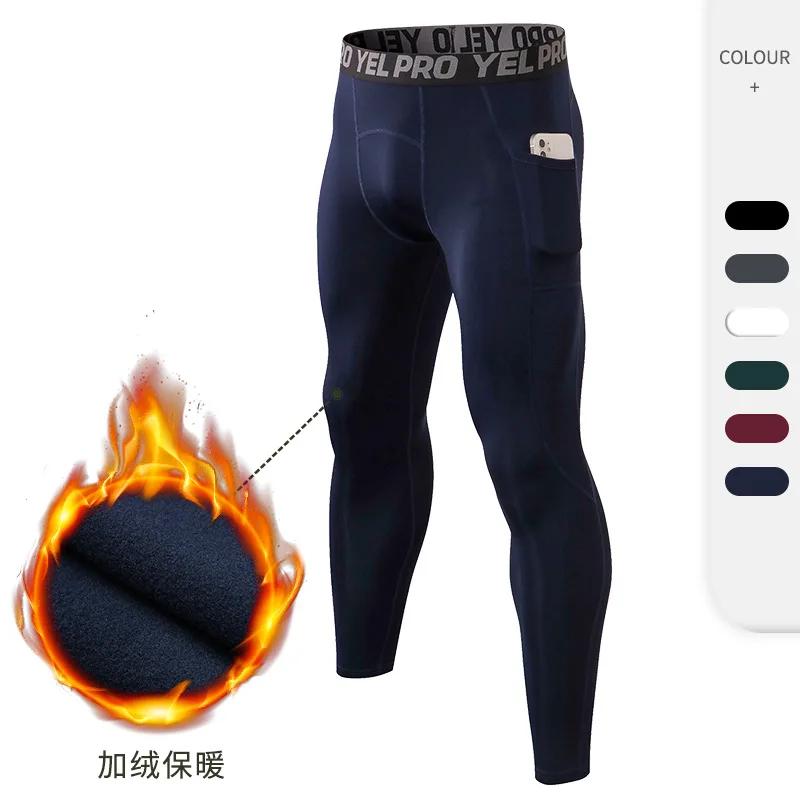 Pantalon fitness homme velours thermique hiver - Legging entraînement course extensible serré