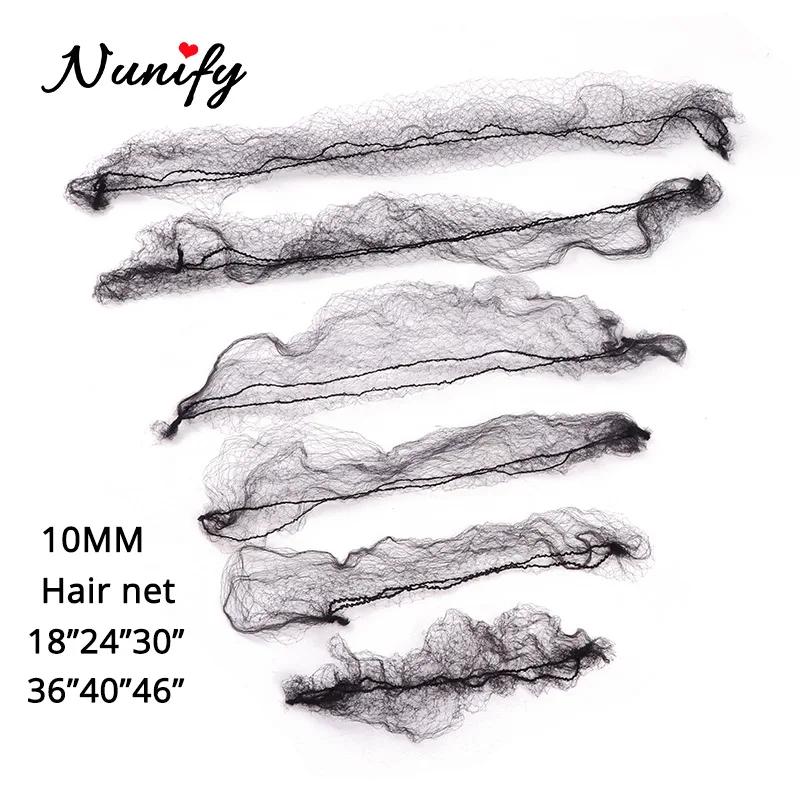 20 pièces/lot filets à cheveux Invisible bord élastique maille longue 36 pouces noir court 18 pouces