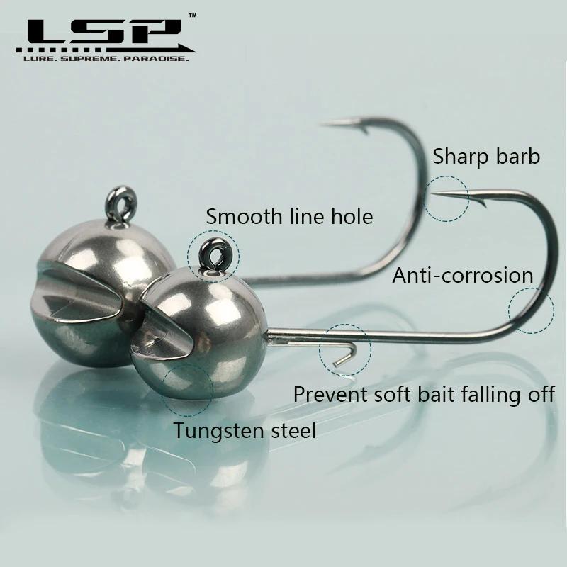 LSP jig head crochet de pêche 1g 1.5g 2g 2.5g 3g 3.5g 5.3g 7g 10g 14g hameçon barbelé matériel de pê