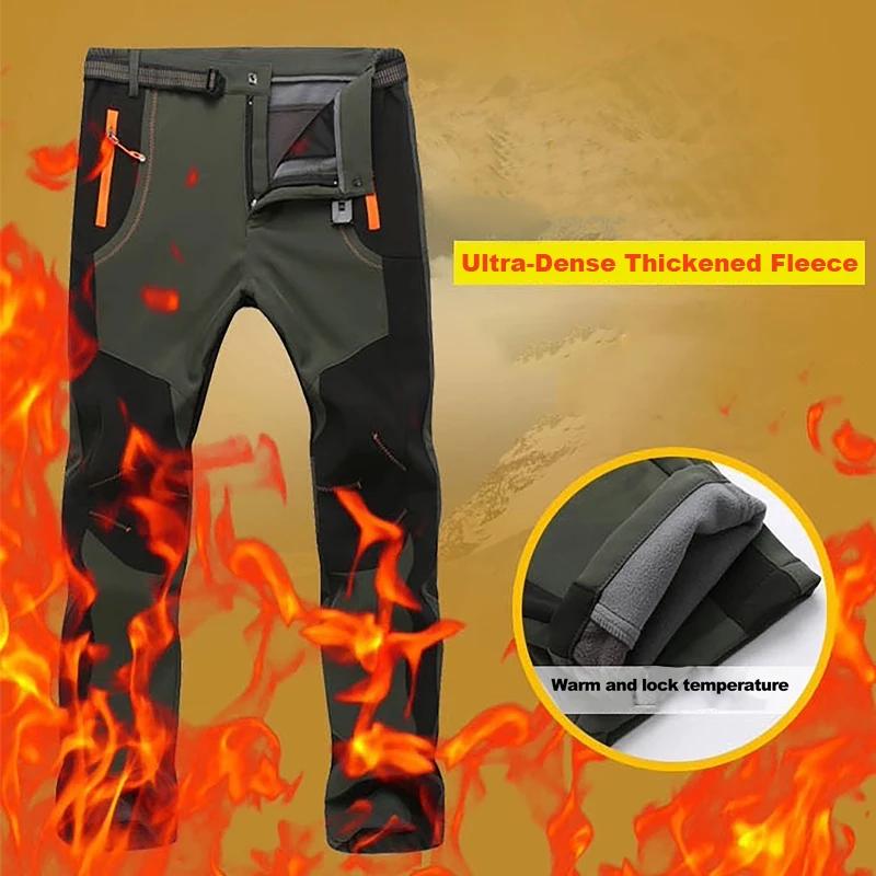 LNGXO Pantalon de randonnée en polaire épais et chaud pour homme, imperméable, coupe-vent, pour l'ex