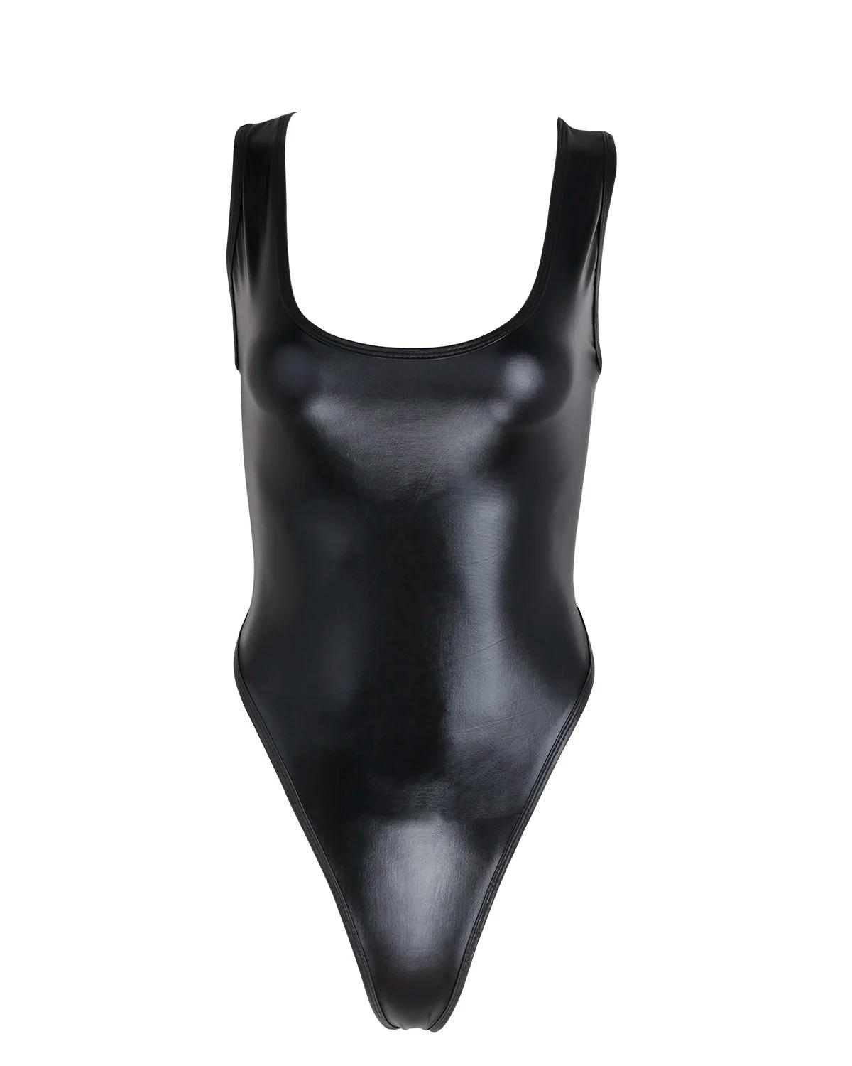 Justaucorps femme brillant métallique gymnastique - Body une pièce dos nu maillot de bain sportif