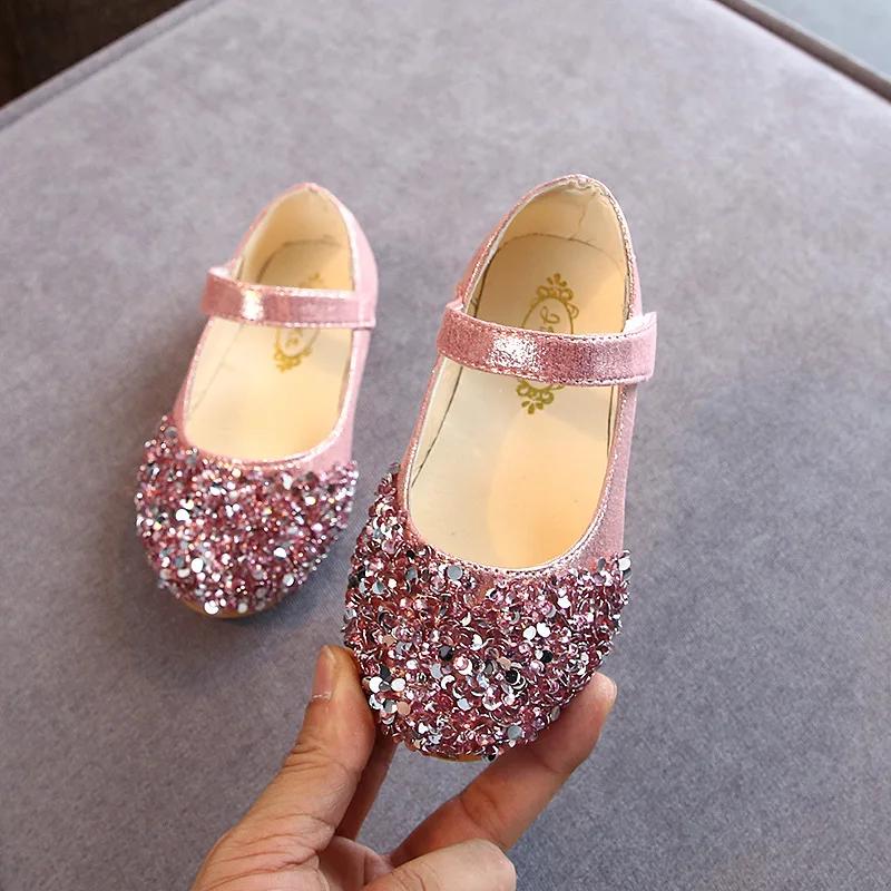 KushyShoo 2021 printemps nouveaux enfants chaussures filles princesse chaussures paillettes enfants 