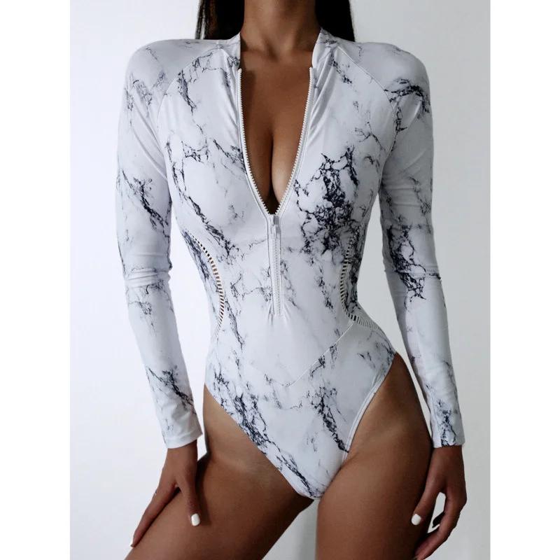 Maillot de bain une pièce sportif pour femmes - Body manches longues surf 2026