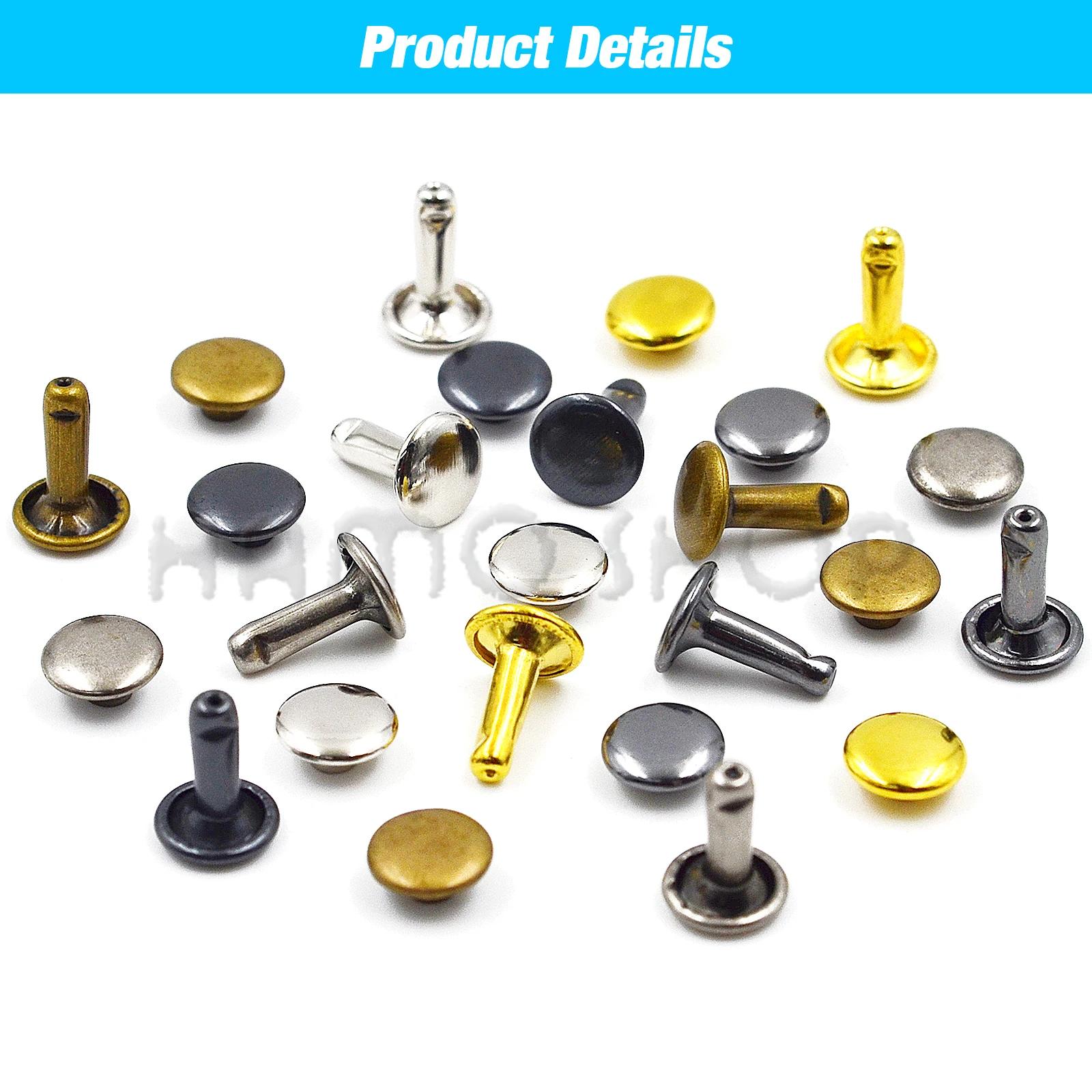 100 ensembles 5-15mm métal Double capuchon Rivets goujon rond clou Rivet pour maroquinerie accessoir