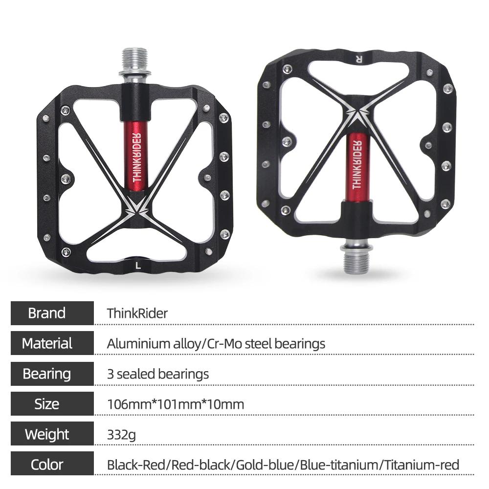 ThinkRider pédales de vélo plates vtt route 3 roulements scellés pédales de vélo pédales de VTT larg