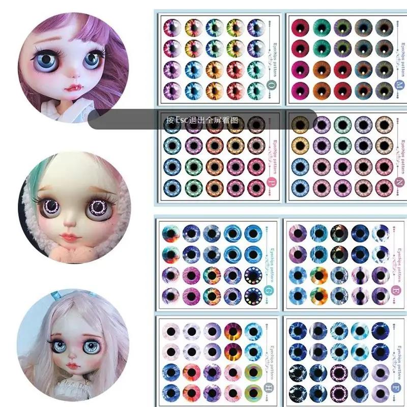 9 pièces/ensemble bricolage puces pour les yeux modèle Blyth poupée puces pour les yeux motif en pap