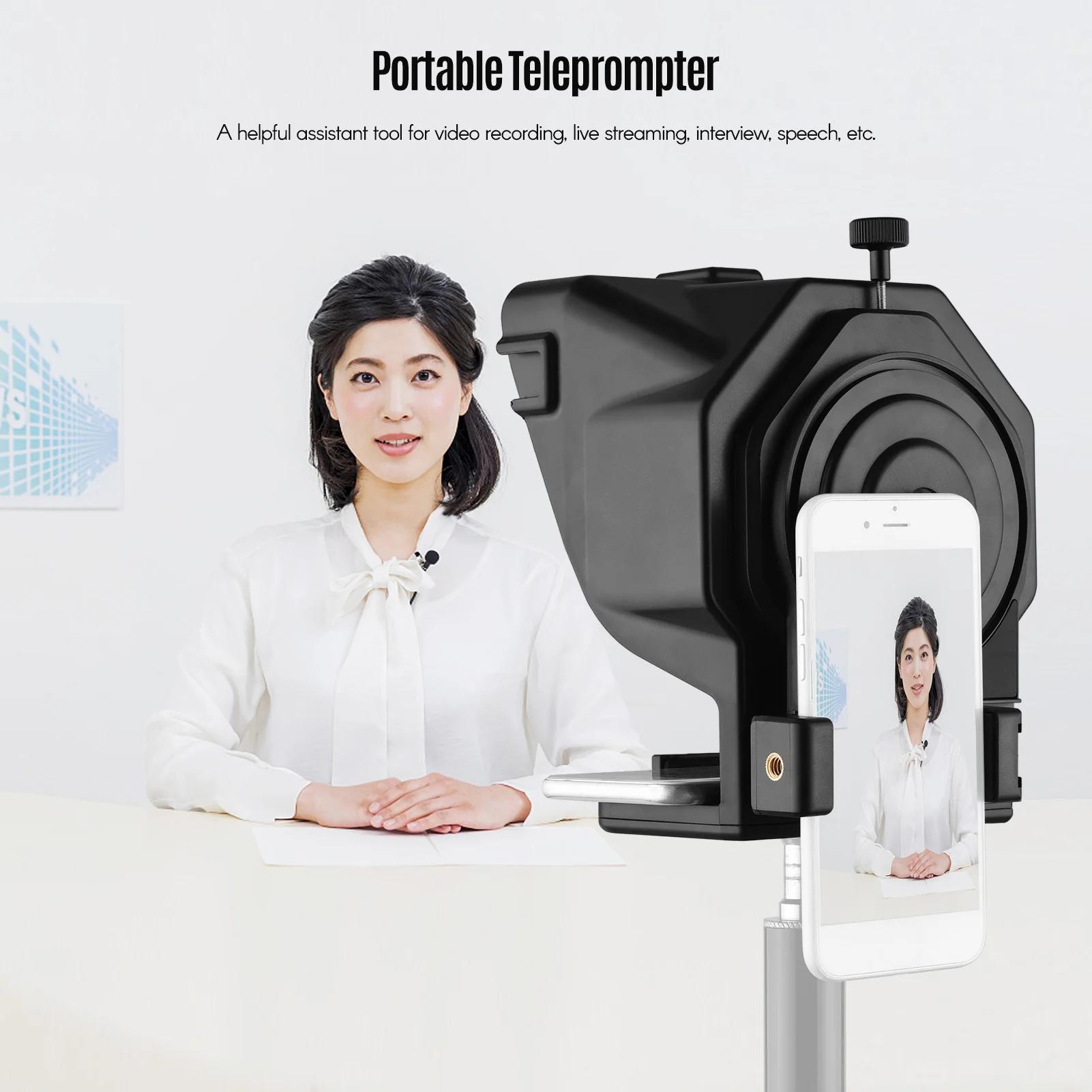 Andoer-Téléprompteur Portable pour Smartphone avec Support de Téléphone, Télécommande pour Vidéo Sta
