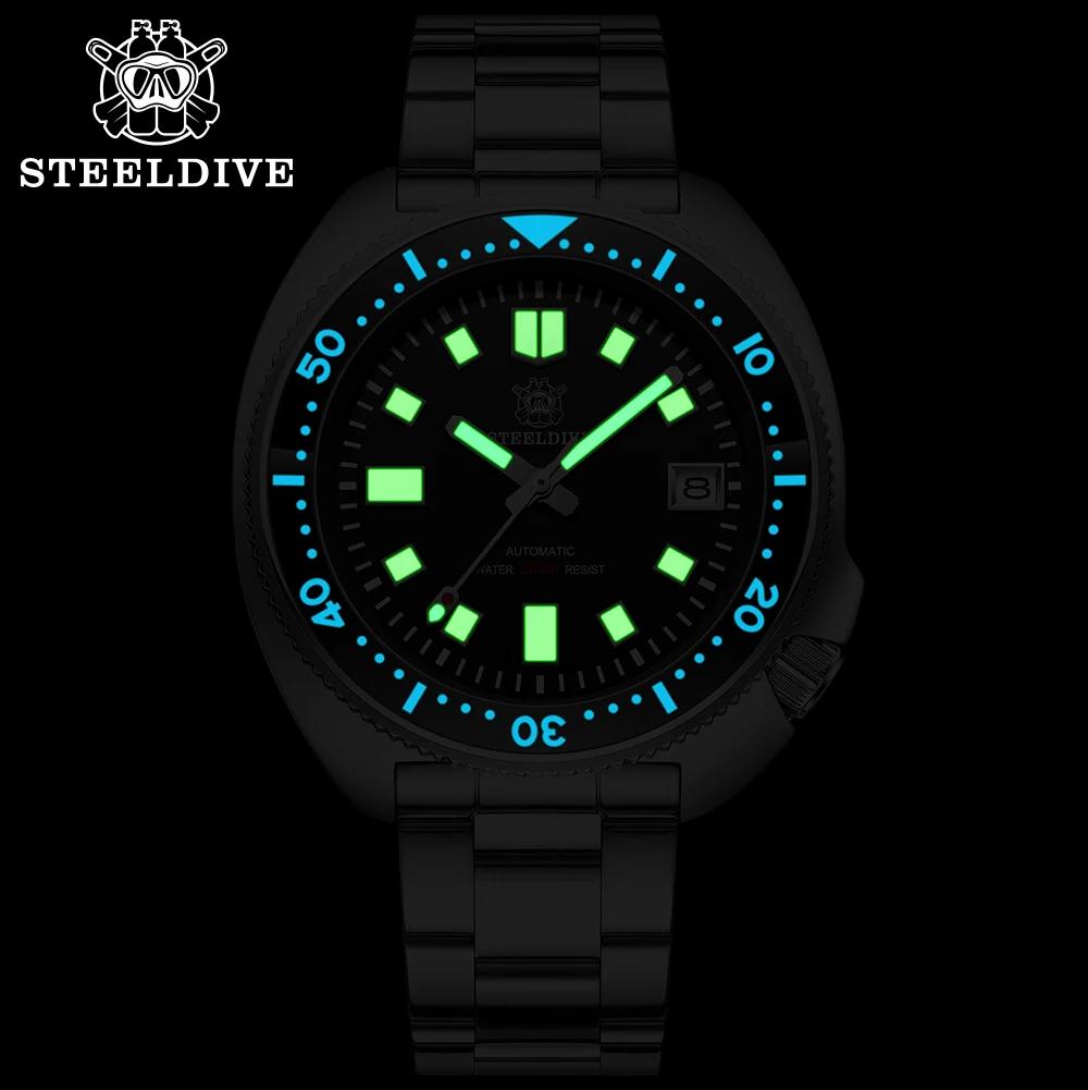 Montre de plongée pour homme SD1970 Steeldive, cadran Sunray, bracelet à fermoir fraisé, boîtier de 