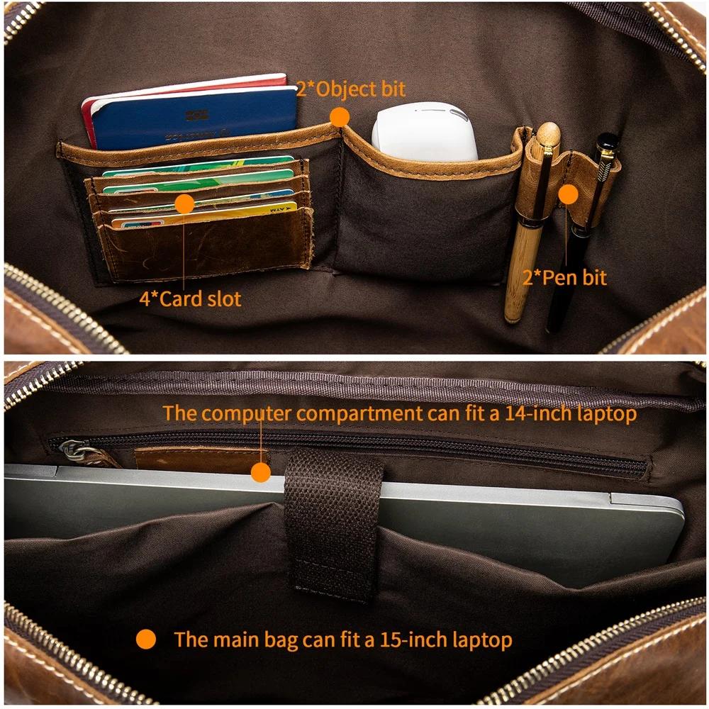 MVA – mallette en cuir véritable pour hommes, sac d'ordinateur portable de 15 pouces, sac à main en 