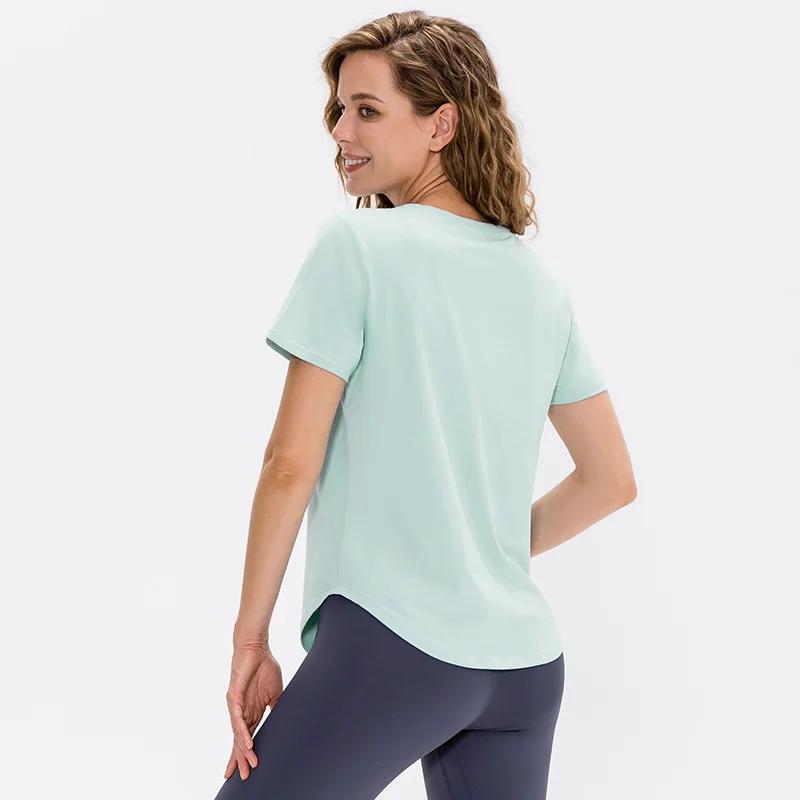 Femmes Yoga haut solide à manches courtes Sport T-Shirt ample Fitness Yoga haut chemise de gymnastiq