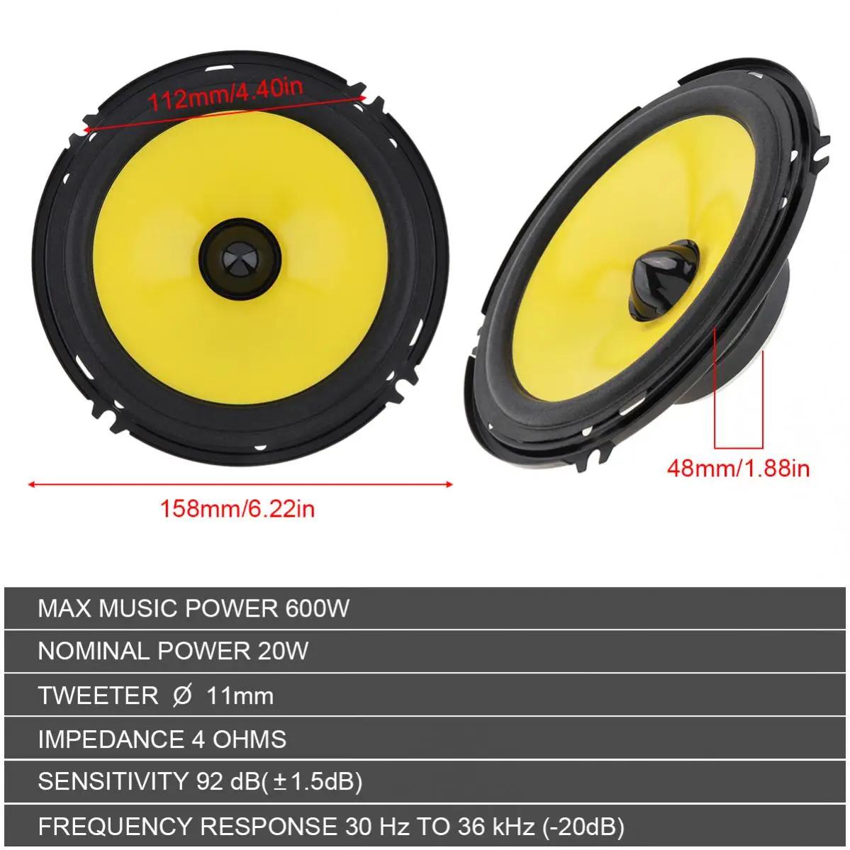 2 pièces 4/5/6 pouces 600W haut-parleur Audio de voiture universel lourd mi-basse Ultra-mince haut-p