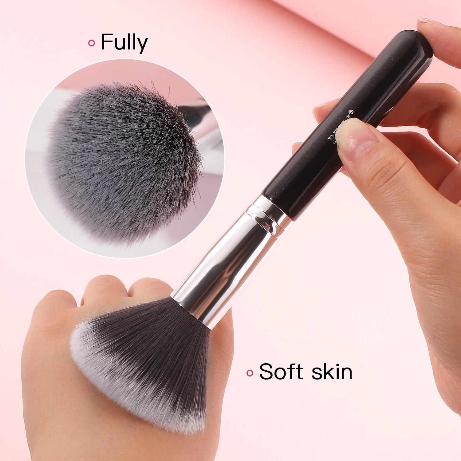 BEILI noir pinceaux maquillage ensemble professionnel naturel chèvre cheveux pinceaux fond de teint 