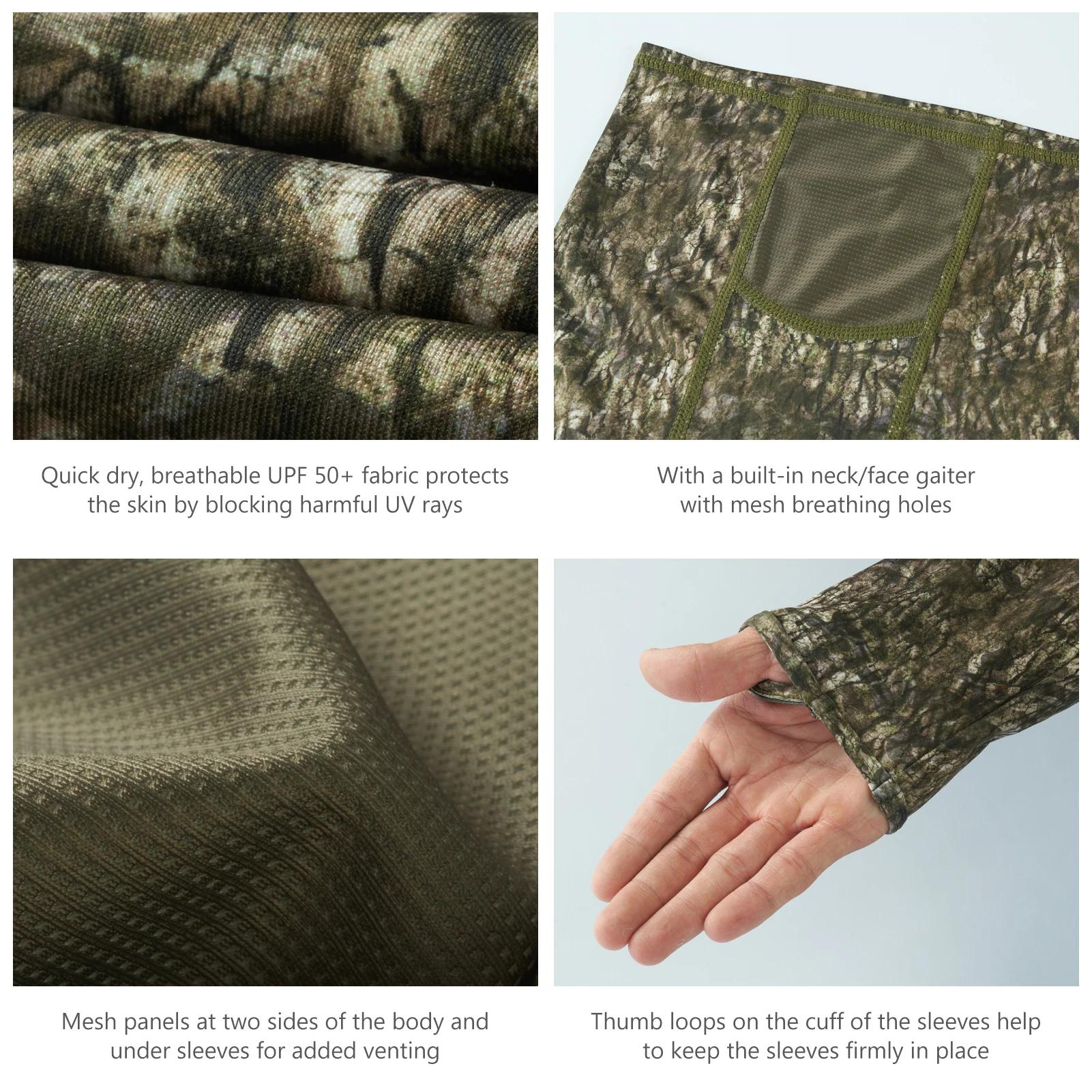 Chemise camouflage Bassdash chasse pêche homme - Sweat capuche UPF 50+ avec masque