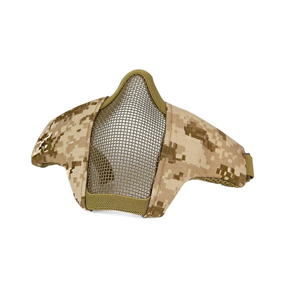 Masque tactique en maille d'acier, adaptable au casque FAST, pour la chasse et le tir, demi-masque