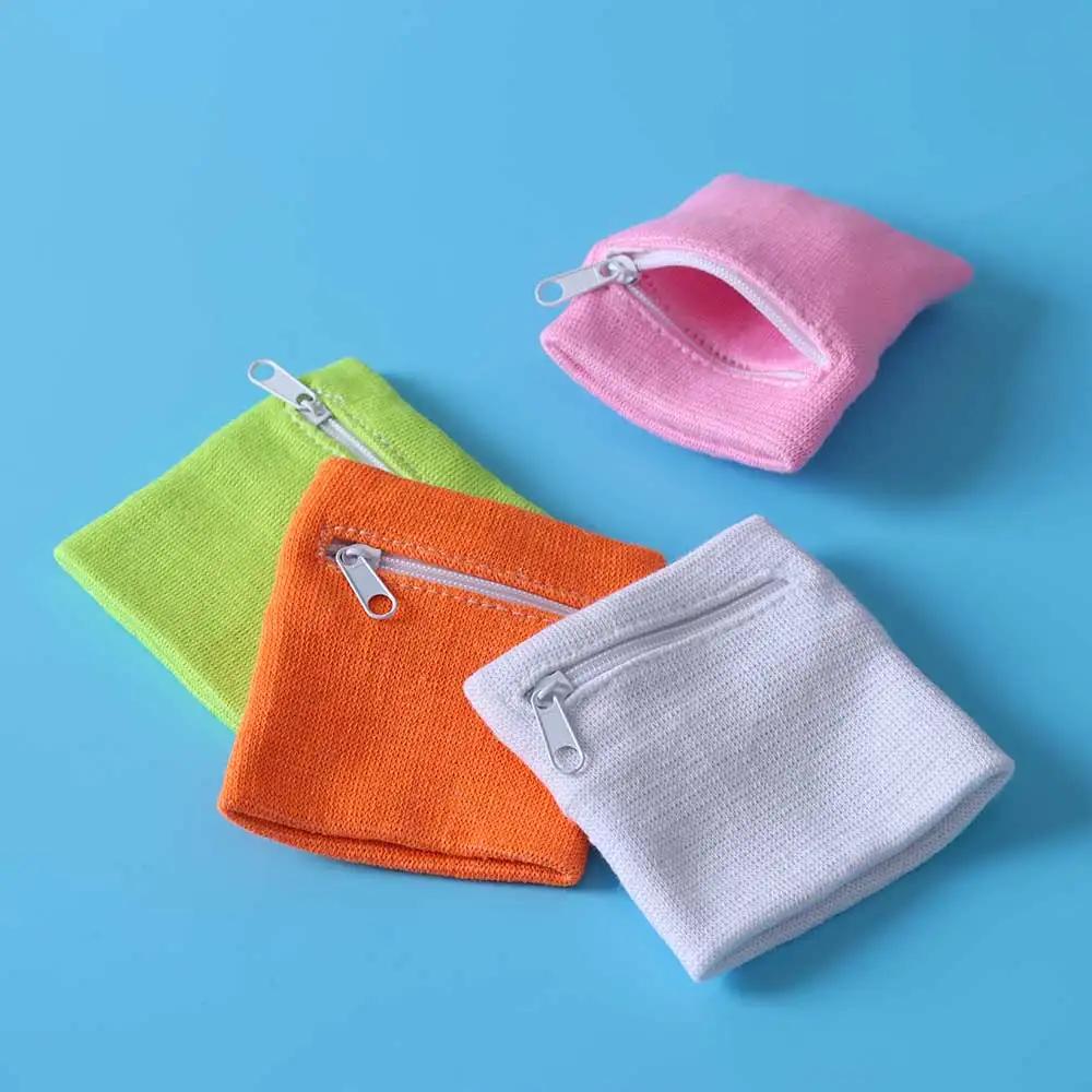 Sac à main de protection de poignet en coton coloré unisexe, sac à main avec poche à fermeture éclai