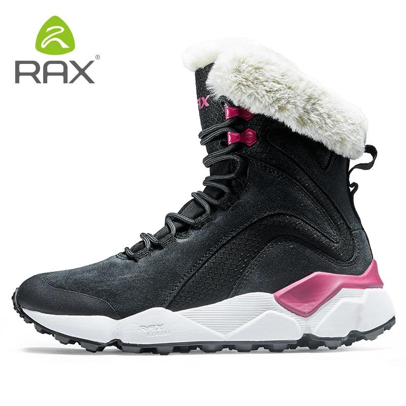 RAX – bottes d'hiver en cuir avec fourrure pour femme, chaussures de neige Super chaudes, baskets de