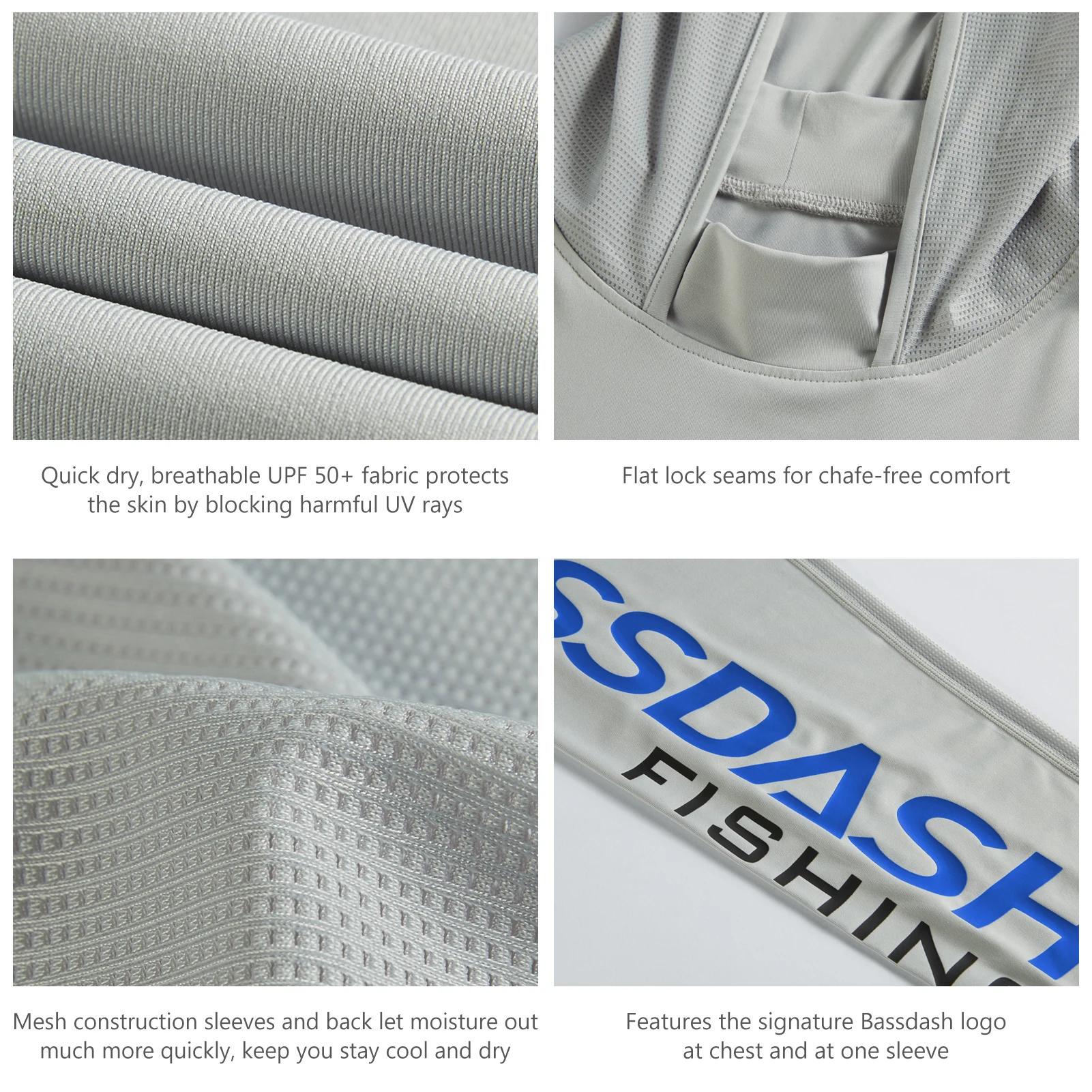 Bassdash – chemises de pêche à capuche UPF pour hommes, à manches longues, vêtements d'extérieur mul