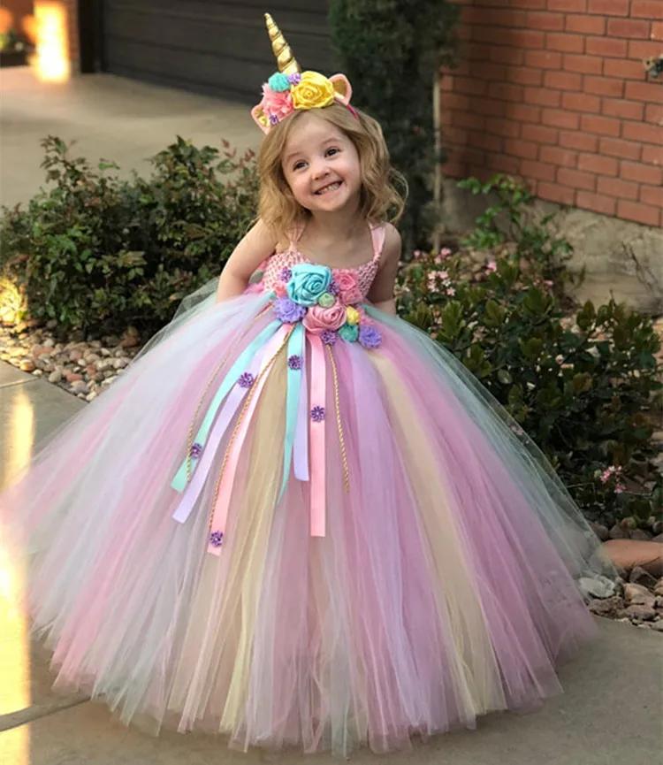 Robe tutu pastel Nairobi Orn pour filles, robe de Rhà bretelles en tulle au crochet pour enfants ave