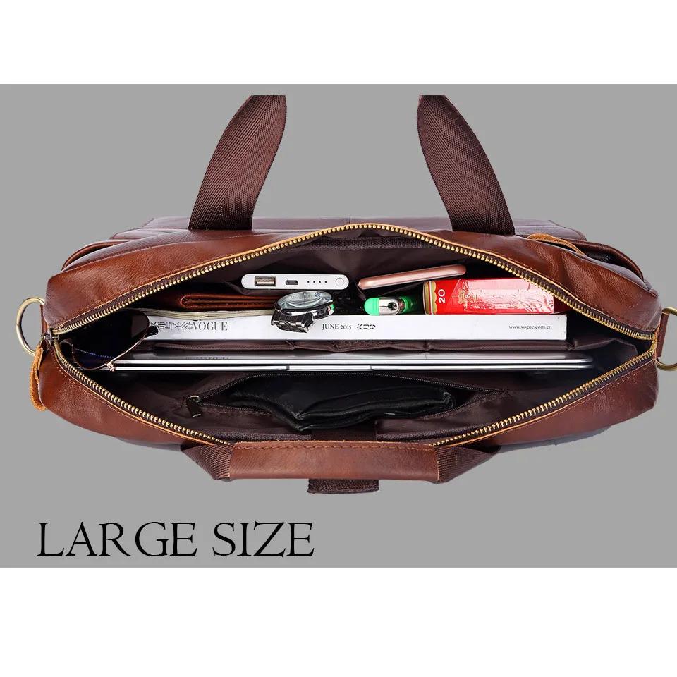 Sacs à main en cuir véritable pour hommes, sacs décontractés pour ordinateur portable, sacoches de v