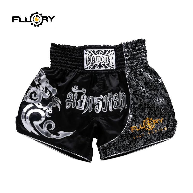 Short de combat imprimé fluoré, short de boxe, patchs brodés, short Muay Thai