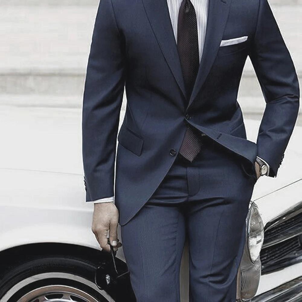 Costumes de mariage sur mesure pour hommes, olympiques sur mesure avec pantalon, bleu, gris imbibé, 