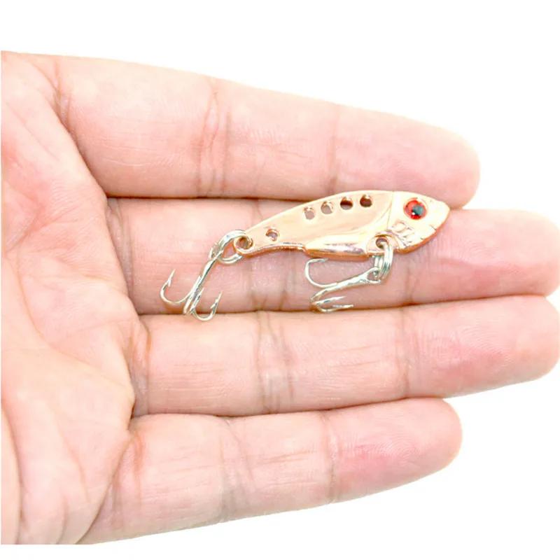 1 pièces 3.5 cm 3.5g cuillère en métal Wobbler leurre de pêche basse triple avec 3 crochets VIB plom
