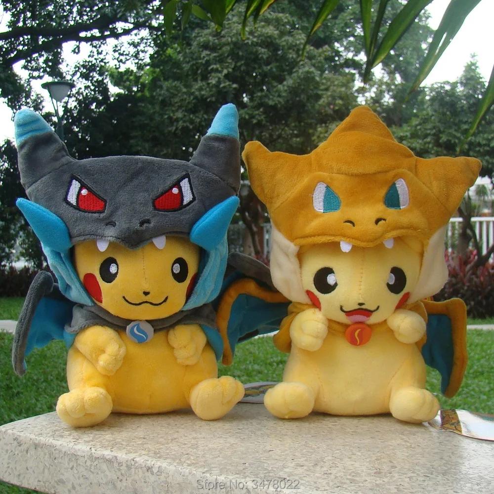 4 Styles Cosplay Pokemon peluche Mega brillant Charizard XY Pikachu cape peluche jouet dessin animé 