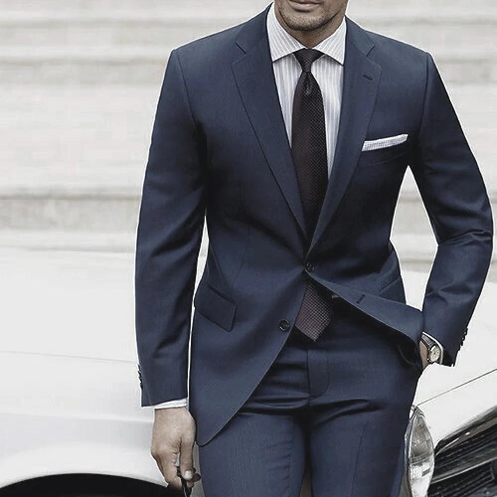 Costumes de mariage sur mesure pour hommes, olympiques sur mesure avec pantalon, bleu, gris imbibé, 