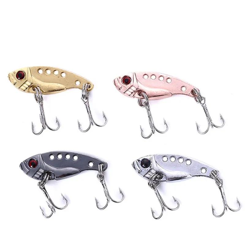 1 pièces 3.5 cm 3.5g cuillère en métal Wobbler leurre de pêche basse triple avec 3 crochets VIB plom