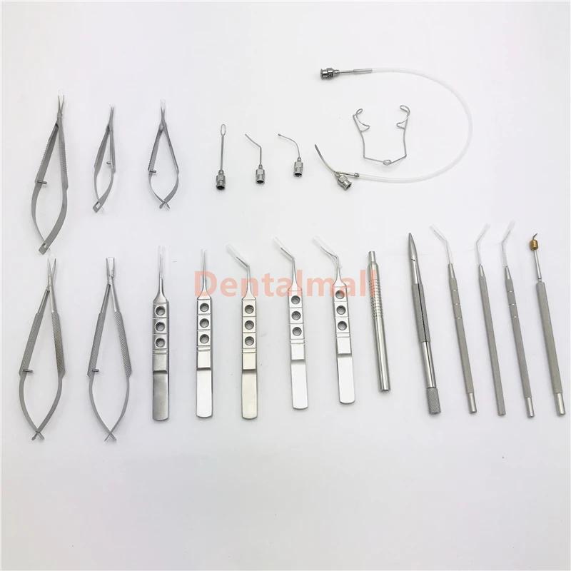 Instruments de micro danse avec boîte de plateau tertiaire, ensemble de cataracte oculaire, 21 pièce