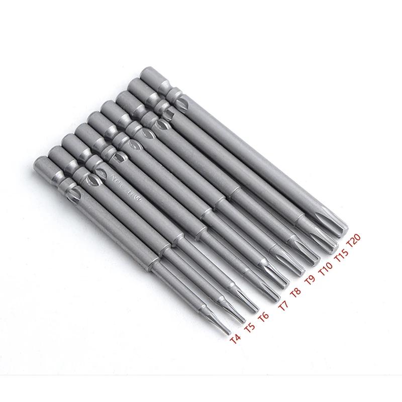 Jeu de tournevis Torx électriques à tige ronde, 10 pièces, 60mm de longueur 800 4mm, étoile magnétiq