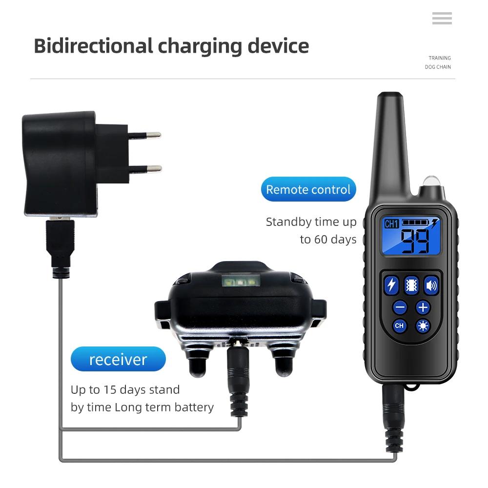 Dispositif de collier de dressage pour chien, 800m, étanche IP7, Rechargeable, avec écran LCD, pour 