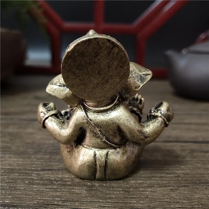 Statue de Lord Ganesha couleur bronze, ornements bouddhistes, sculpture de dieu hindou éléphant, fig